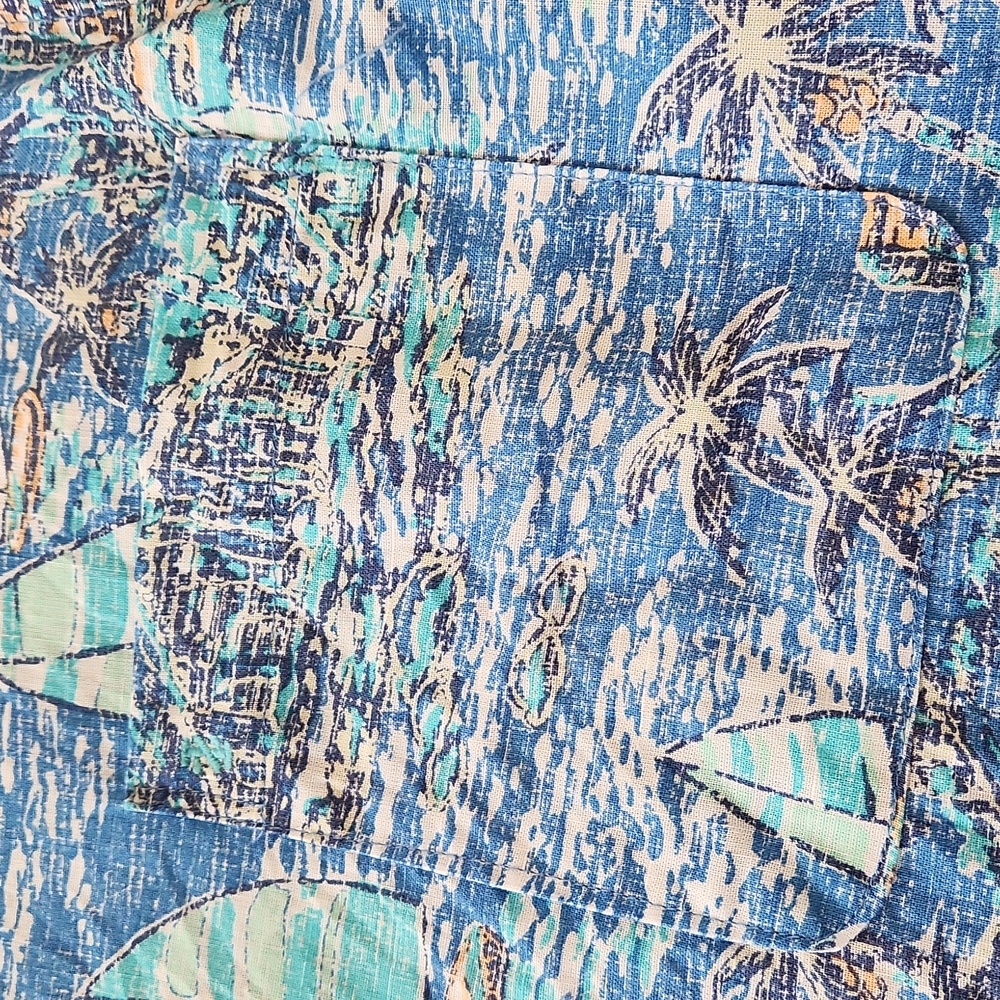IZOD Blue Tropical Print Men's Shirt - Picture 4 of 4